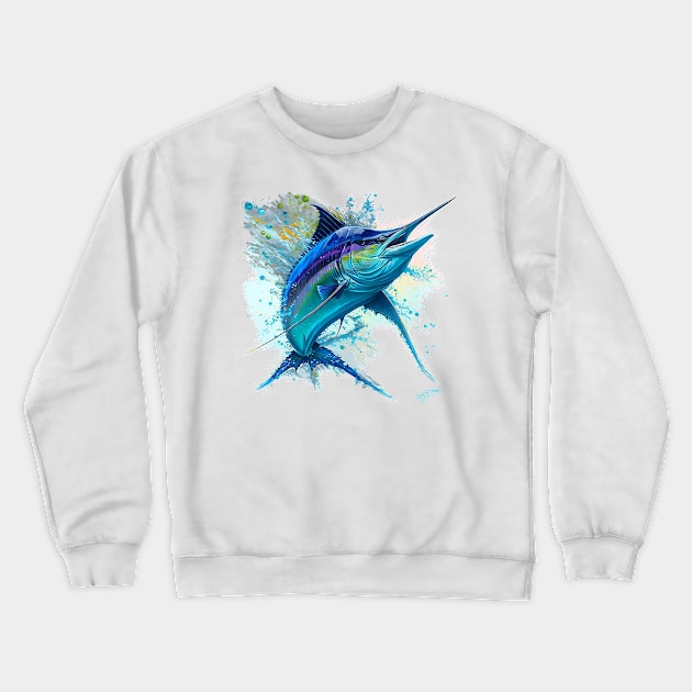 Splashing Blue Marlin Crewneck Sweatshirt by TheCore